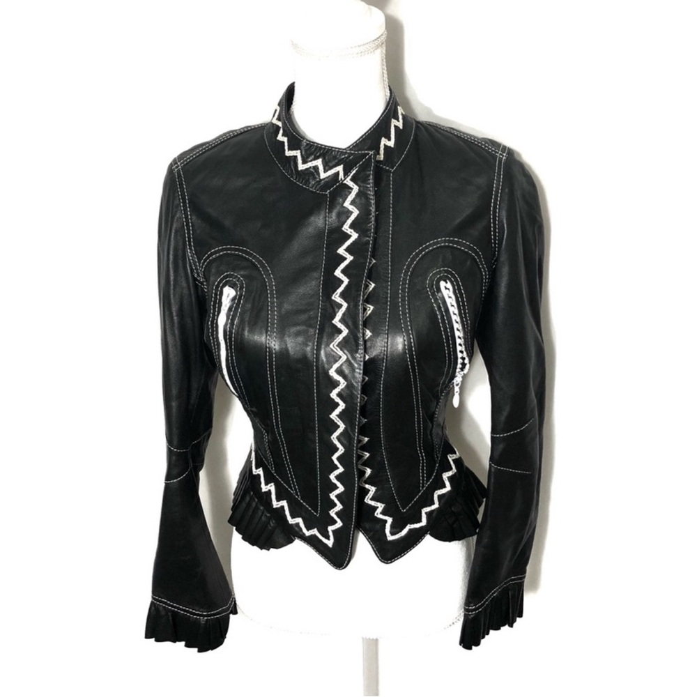 Foce 100% Leather Moto Jacket Sz 38
